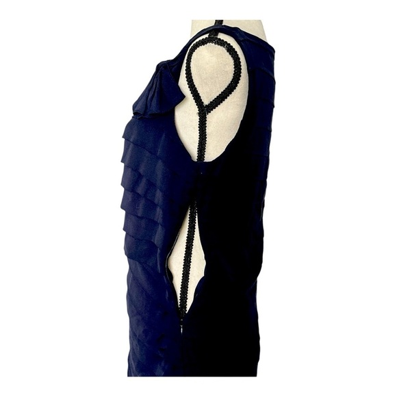 TORY BURCH WALTRAUD SILK NAVY BLUE TOP SZ: 6 - Picture 5 of 7